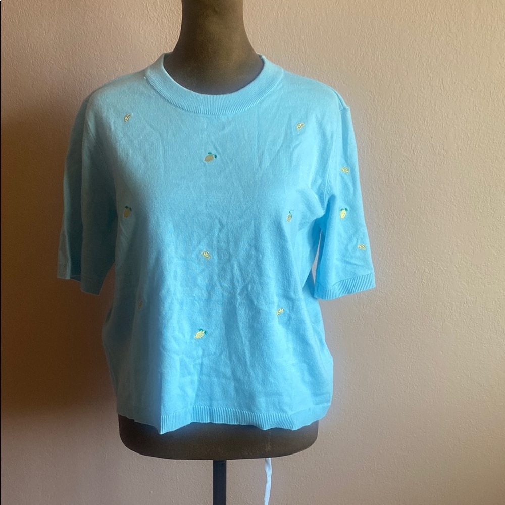 BELLDINI Light Blue Sweater with Yellow Embroidery